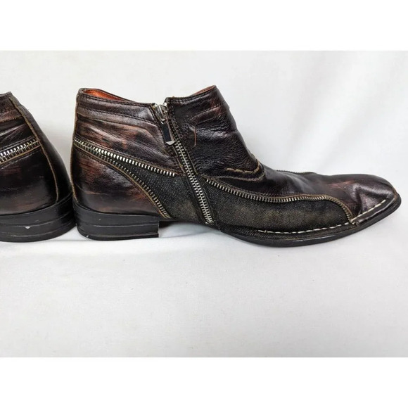 Robert Wayne REPUBLIC Boot Mens Sz 8 Black Zipper & Denim Trim Embellished $410 - Picture 10 of 14